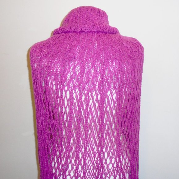 Neck Warmer Tube Scarf Poncho Pink Fishnet Long Fringe See through one size - Picture 5 of 8